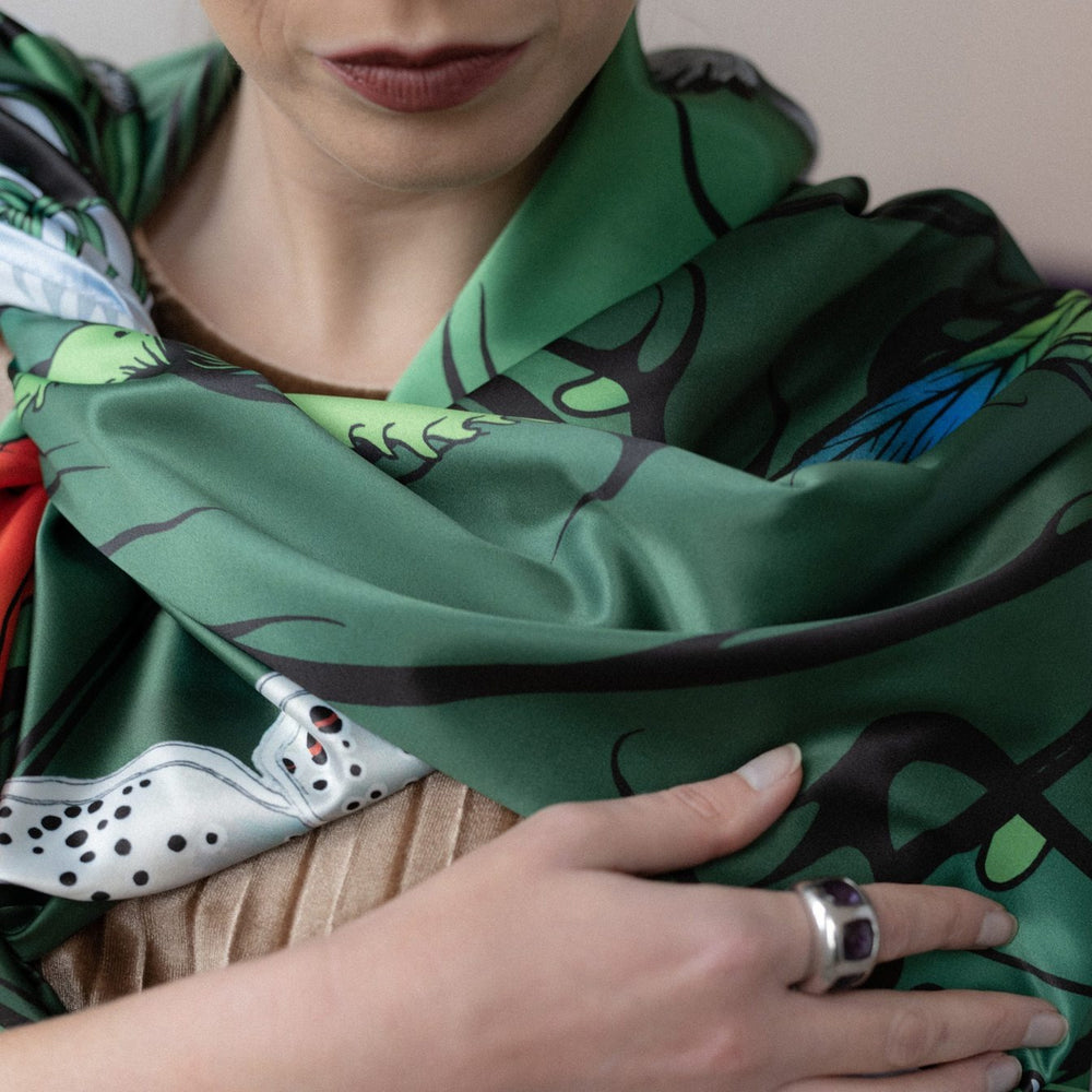 
                  
                    Load image into Gallery viewer, &amp;quot;On Green, We Go&amp;quot; Satin Scarf
                  
                